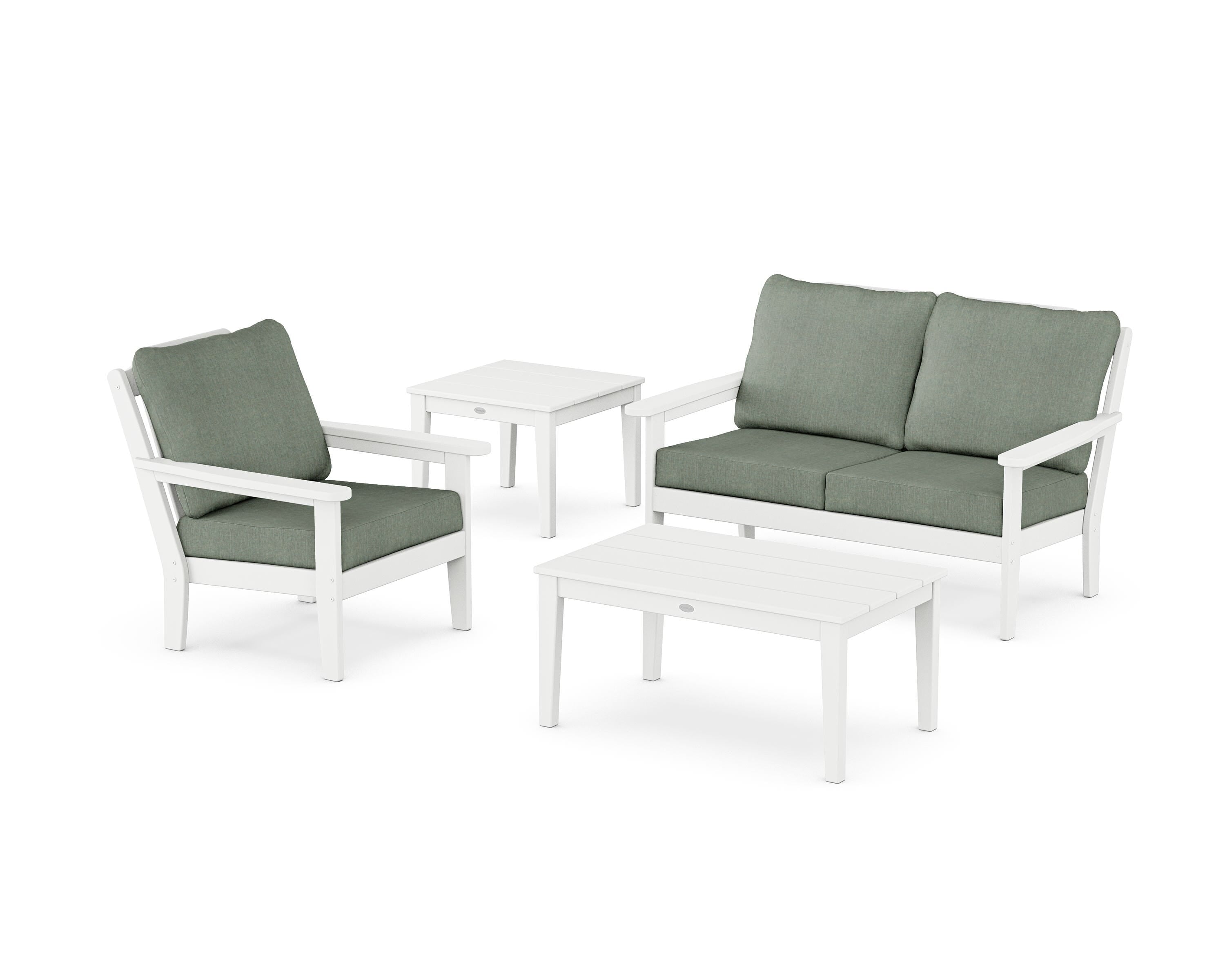 Country Living Wovendale 4-Piece Deep Seating Set in White / Cast Sage