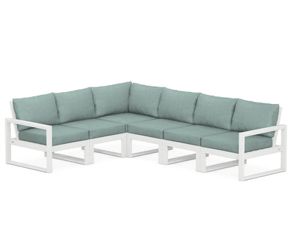 POLYWOOD® EDGE 6-Piece Modular Deep Seating Set in White / Glacier Spa