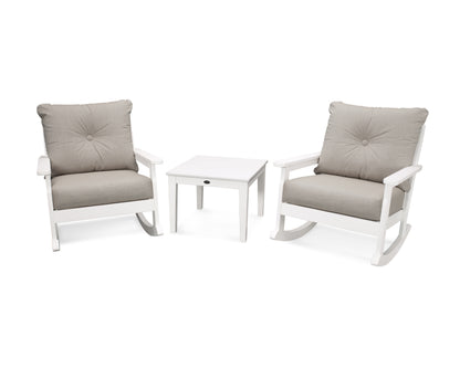 POLYWOOD® Vineyard 3-Piece Deep Seating Rocker Set in White / Cast Ash