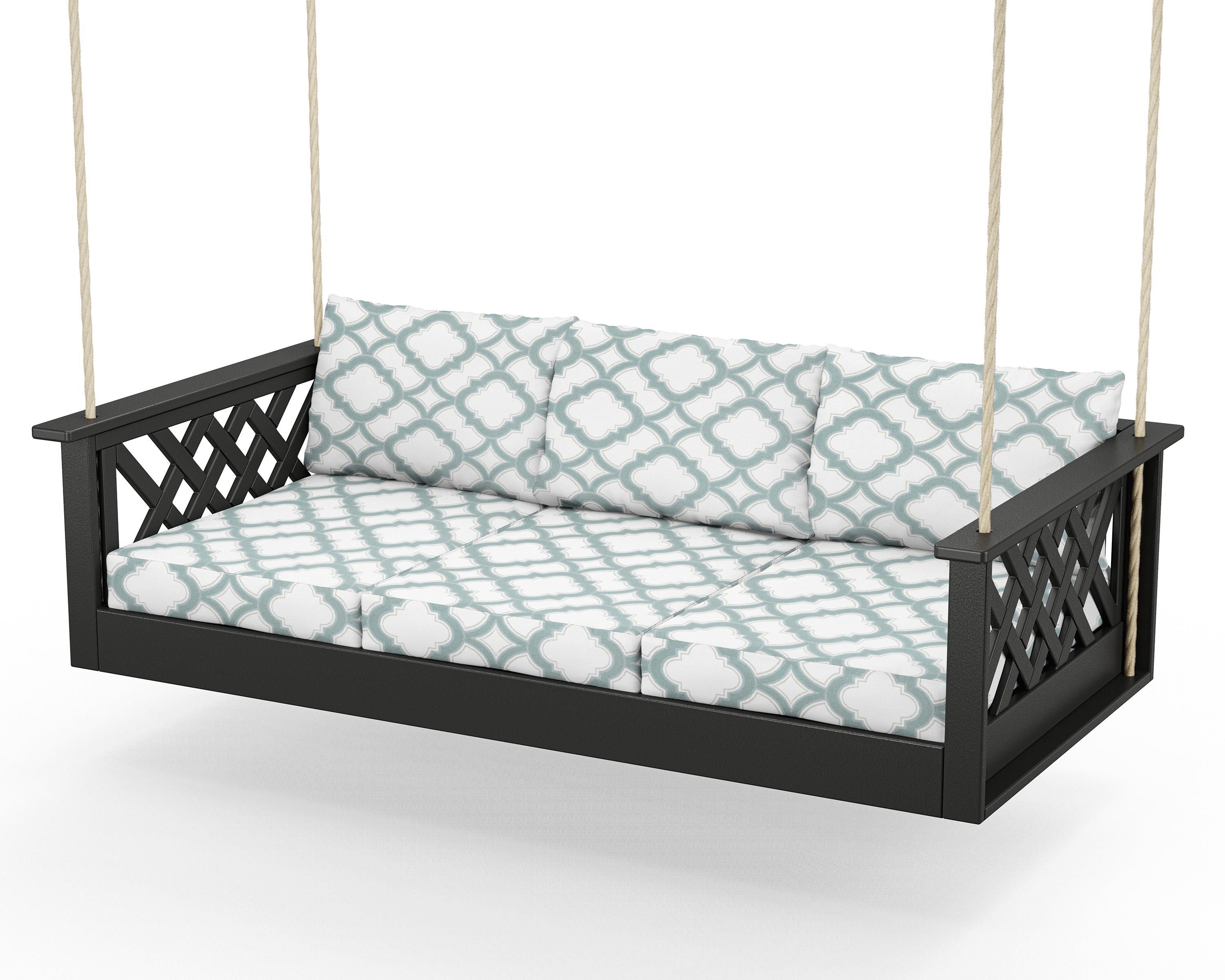Country Living Wovendale Daybed Swing in Black / Trellis Glacier Spa