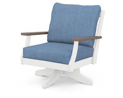 POLYWOOD® Braxton Deep Seating Swivel Chair in White / Kona / Sky Blue