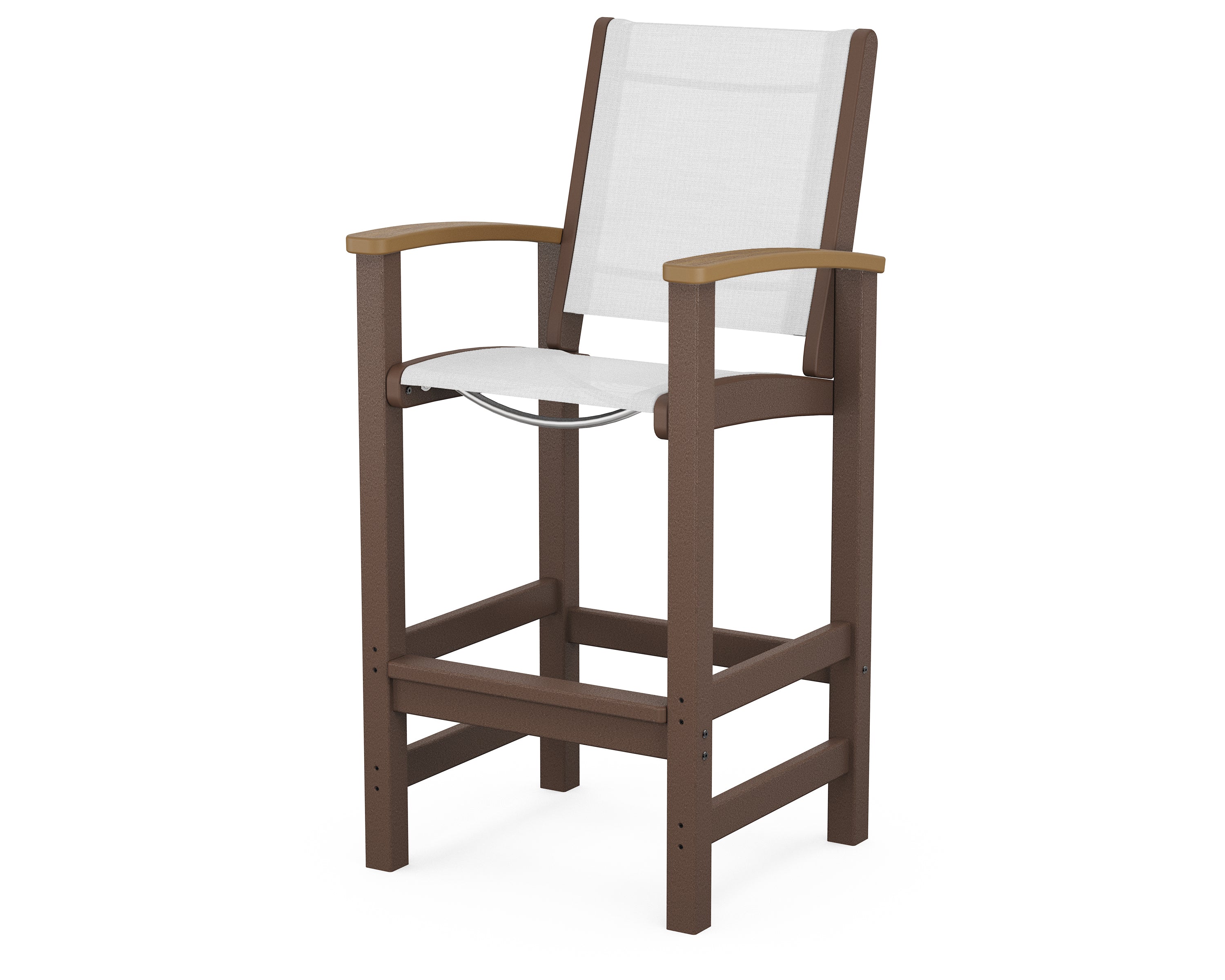 POLYWOOD® Coastal Bar Chair in Mahogany / Natural / White Sling