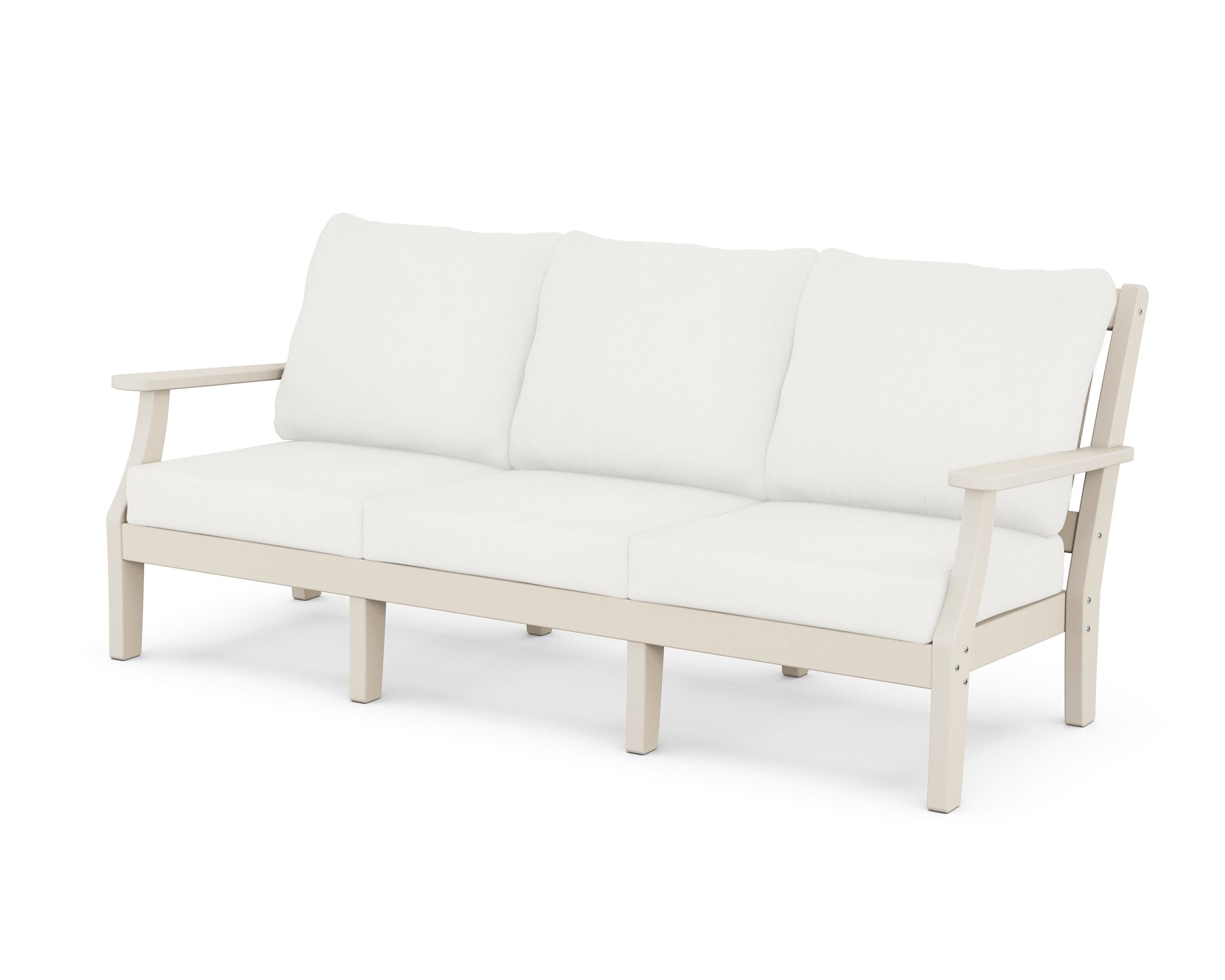 Martha Stewart by POLYWOOD® Chinoiserie Deep Seating Sofa in Sand / Natural Linen