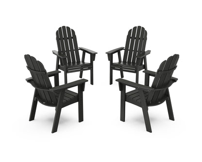 POLYWOOD® Vineyard 4-Piece Curveback Upright Adirondack Conversation Set in Black