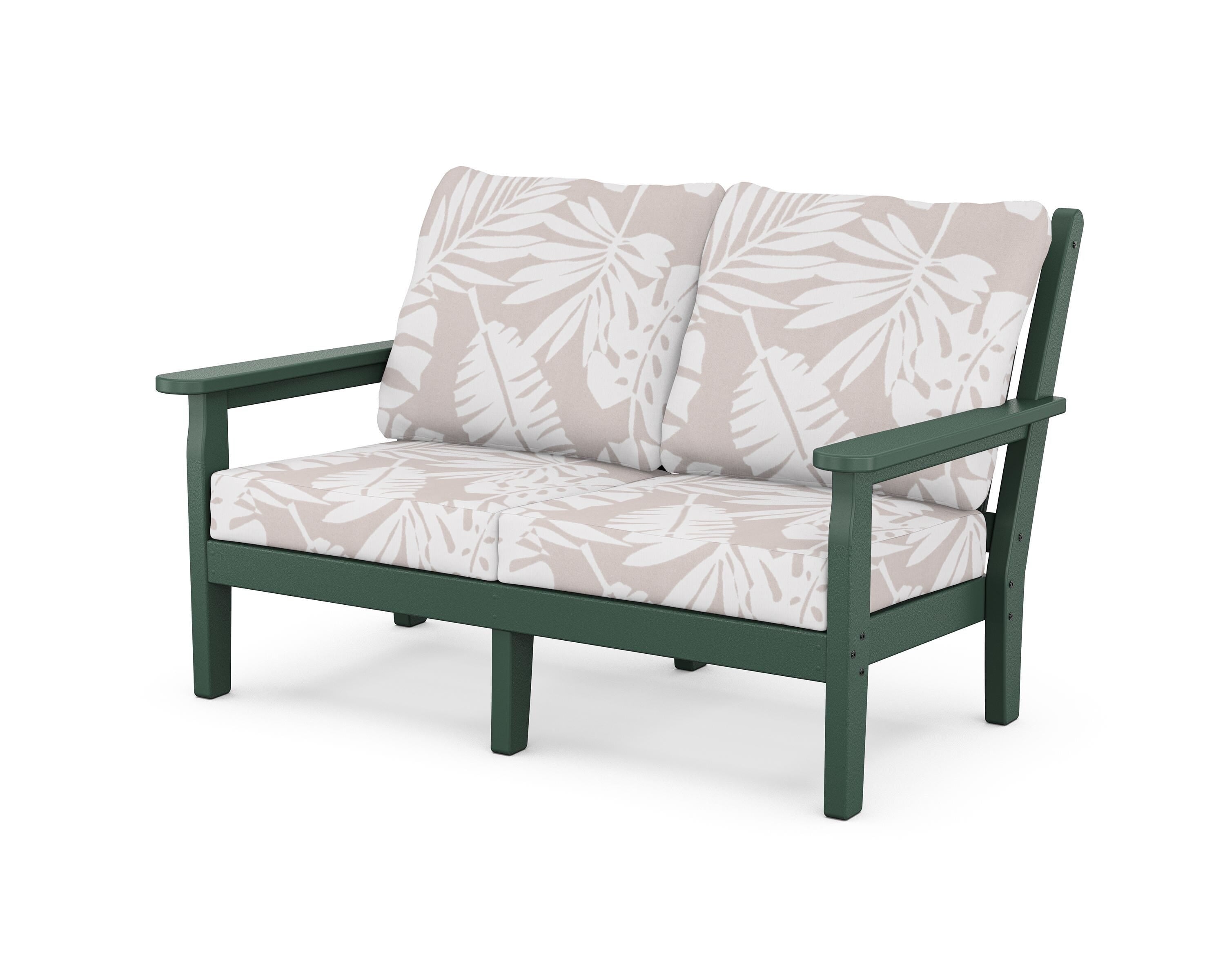POLYWOOD® Chippendale Deep Seating Loveseat in Green / Leaf Dune Burlap