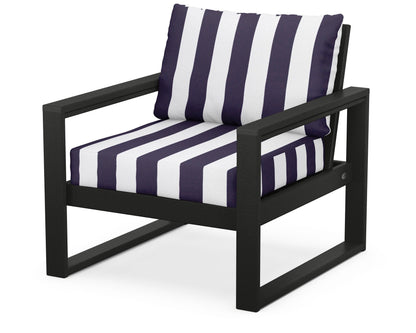 POLYWOOD® EDGE Club Chair in Black / Cabana Stripe Navy