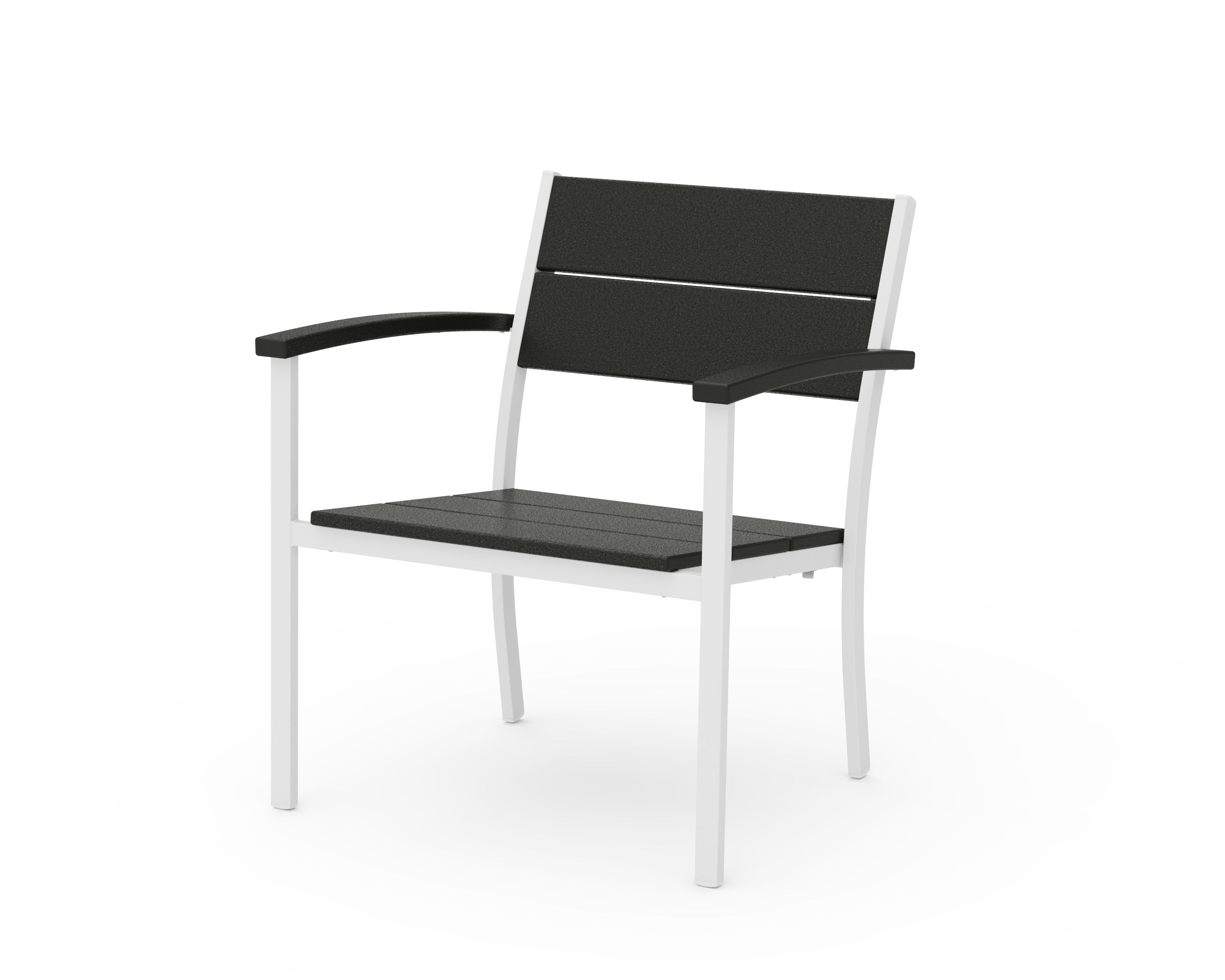 POLYWOOD® Main Street Stacking Lounge Arm Chair in White / Black