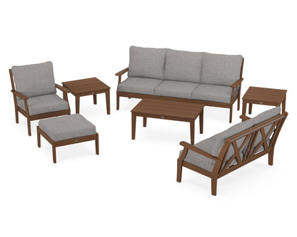 POLYWOOD® Braxton 7-Piece Deep Seating Set in Teak / Grey Mist