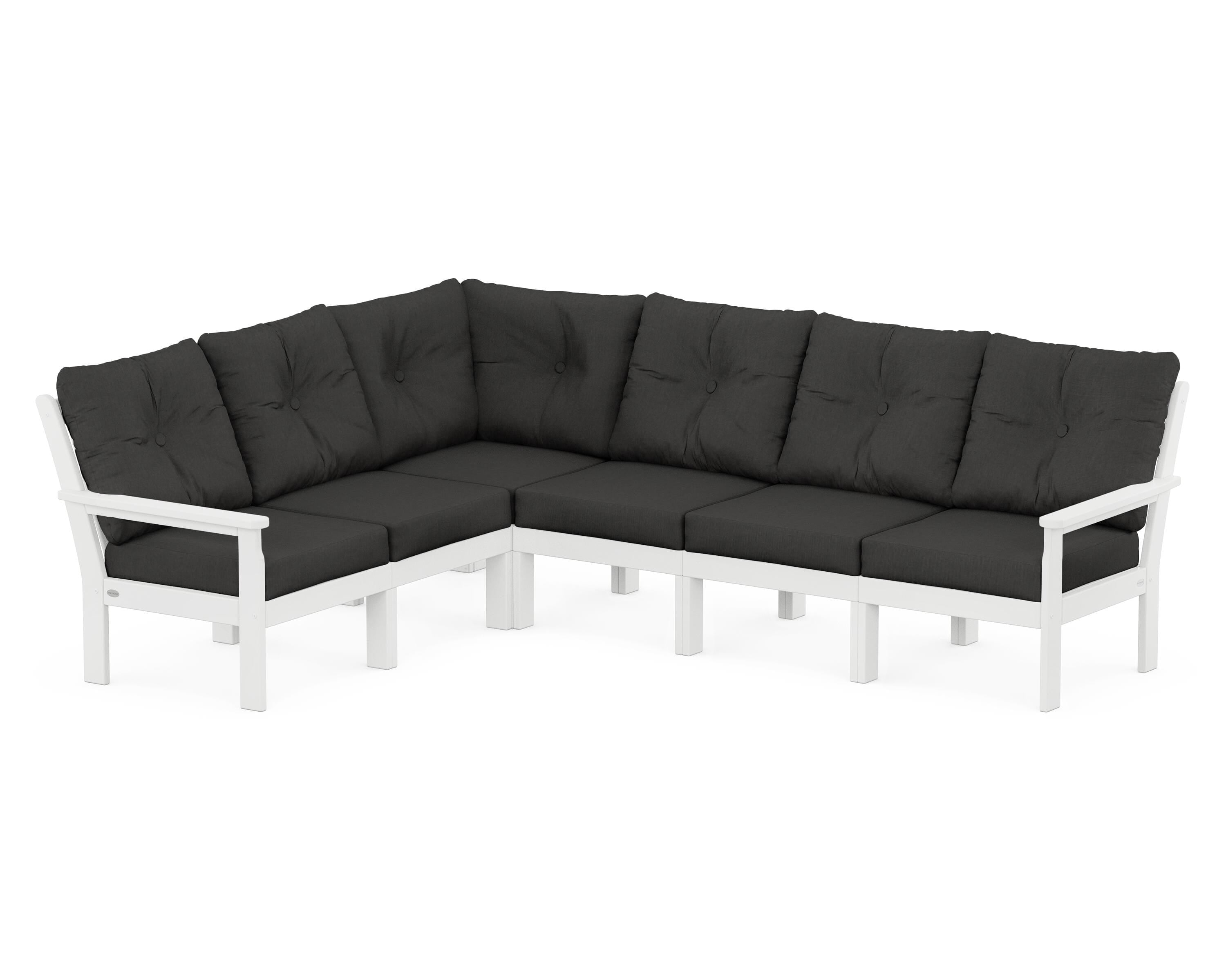POLYWOOD® Vineyard 6-Piece Sectional in White / Spectrum Carbon