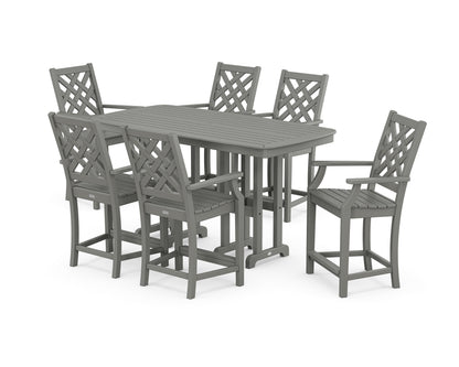 Country Living Wovendale Arm Chair 7-Piece Counter Set in Slate Grey