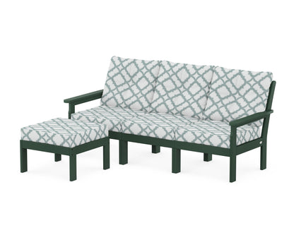 POLYWOOD® Vineyard 4-Piece Sectional with Ottoman in Green / Trellis Glacier Spa