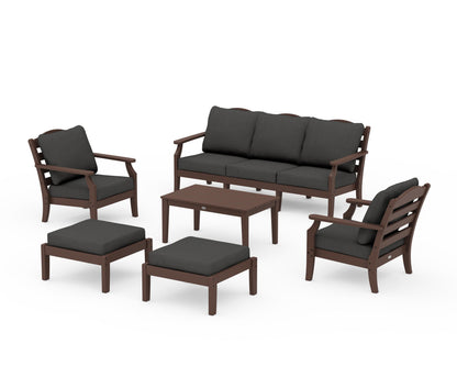 Draper James™ by  POLYWOOD® Savannah 6-Piece Lounge Sofa Set in Mahogany / Spectrum Carbon