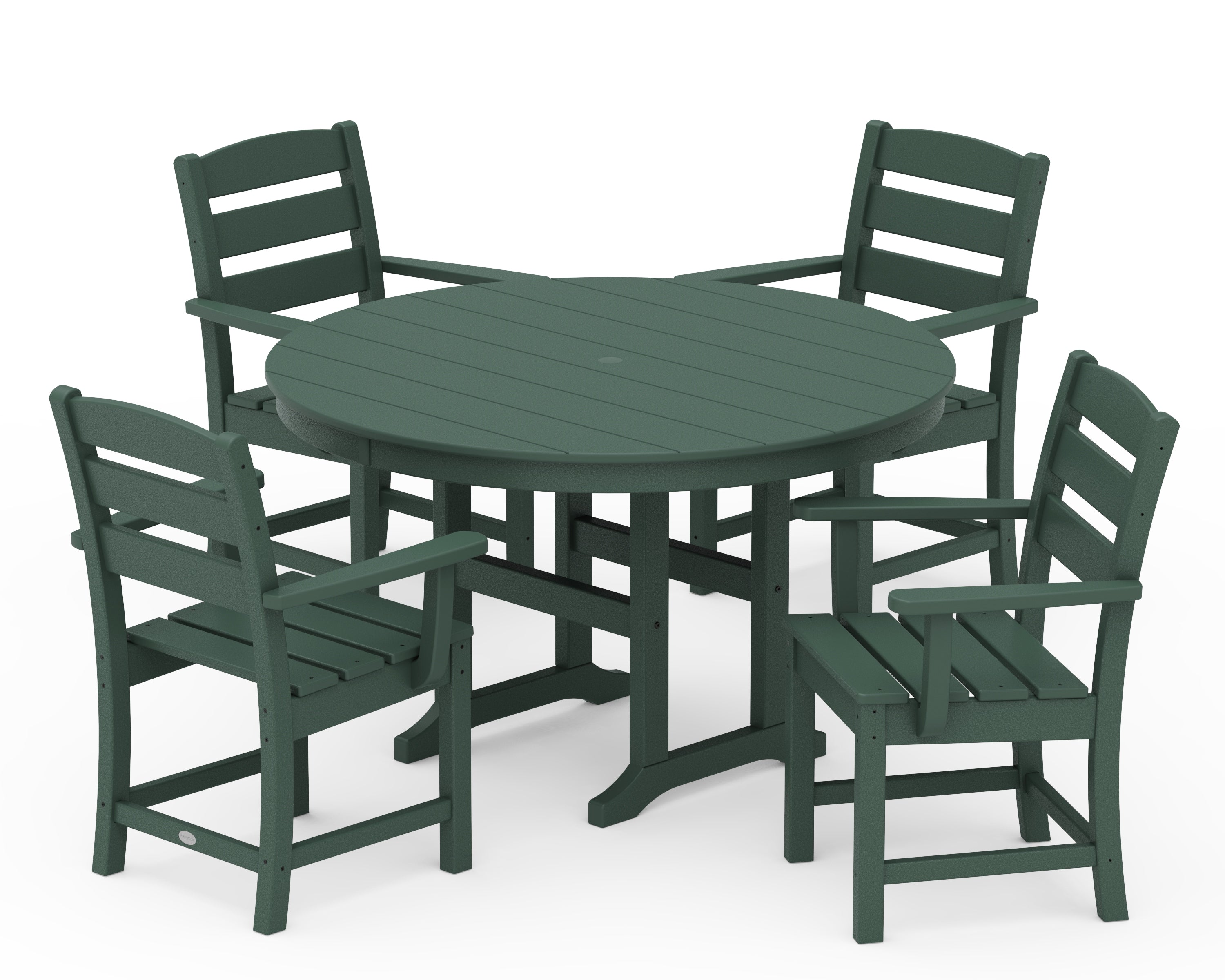 POLYWOOD® Lakeside 5-Piece Round Farmhouse Dining Set in Green