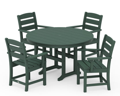 POLYWOOD® Lakeside 5-Piece Round Farmhouse Dining Set in Green