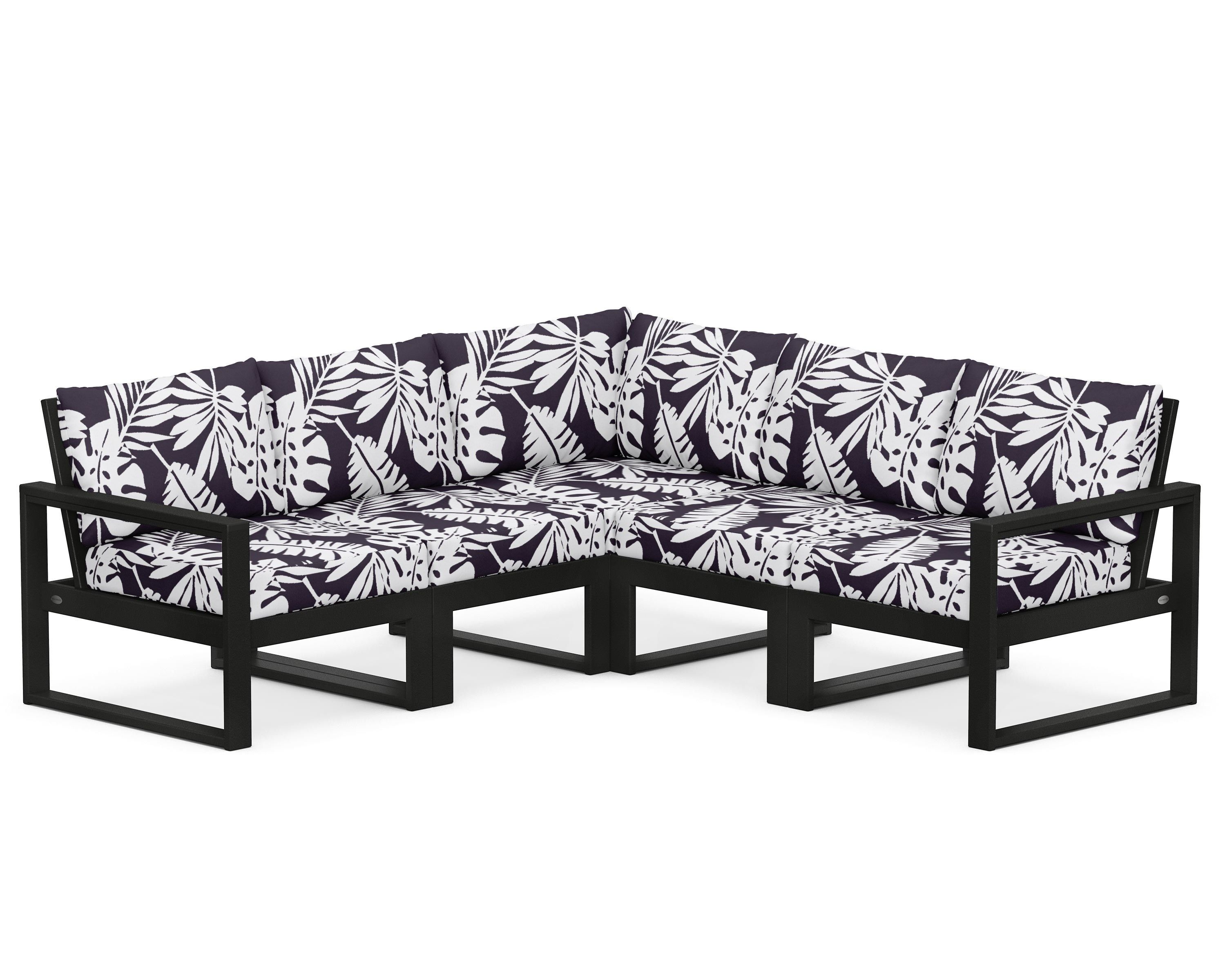 POLYWOOD® EDGE 5-Piece Modular Deep Seating Set in Black / Leaf Navy