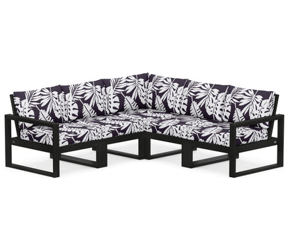 POLYWOOD® EDGE 5-Piece Modular Deep Seating Set in Black / Leaf Navy