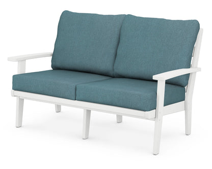 POLYWOOD® Grant Park Deep Seating Loveseat in White / Ocean Teal