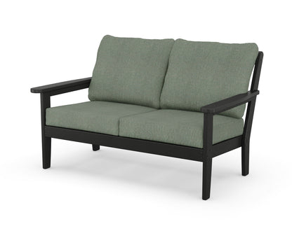 Country Living Cottage Deep Seating Loveseat in Black / Cast Sage