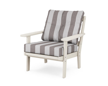 POLYWOOD® Oxford Deep Seating Chair in Sand / Cabana Stripe Grey Mist