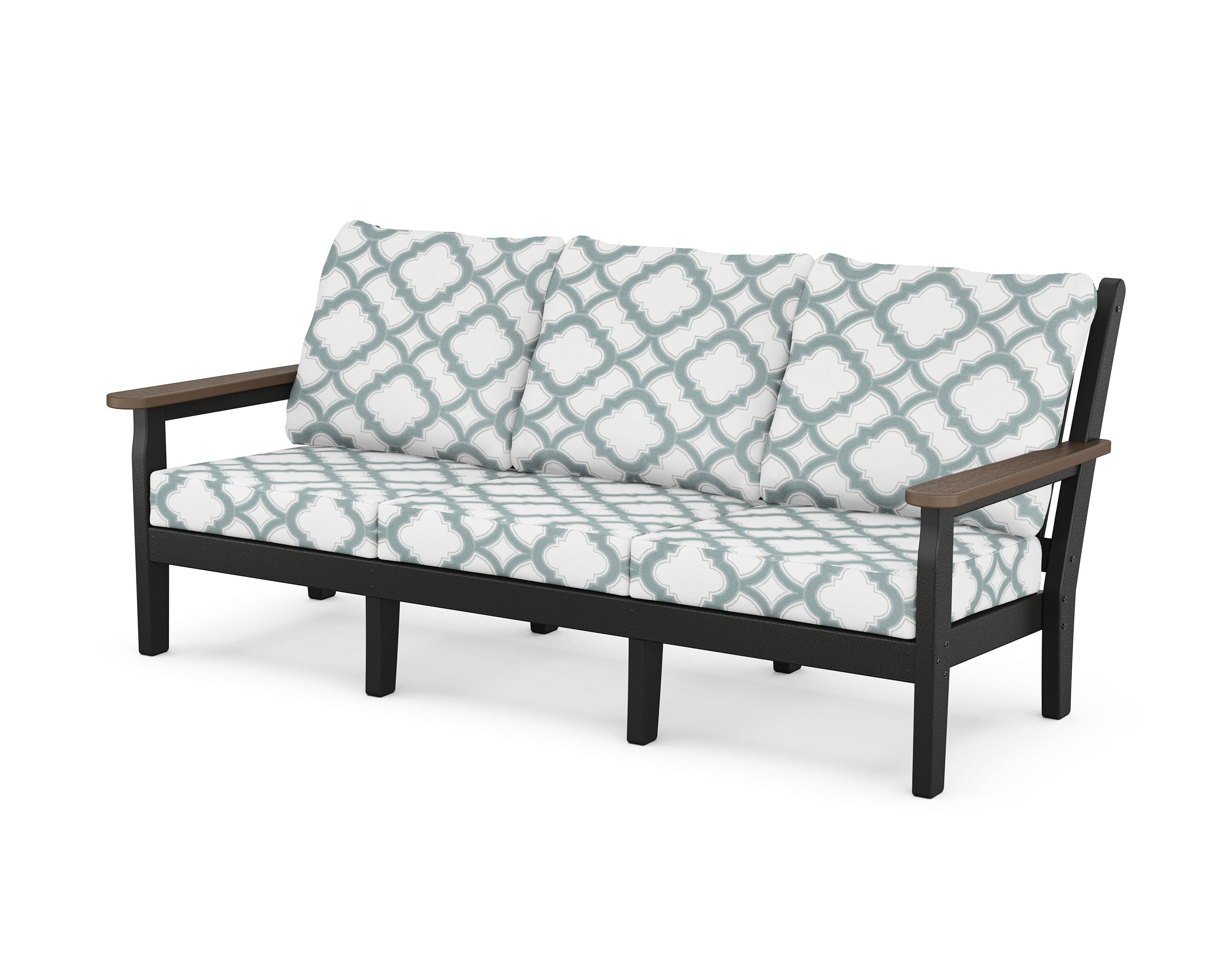 POLYWOOD® Chippendale Deep Seating Sofa in Black / Kona / Trellis Glacier Spa