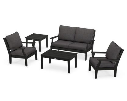 POLYWOOD® Braxton 5-Piece Deep Seating Set in Black / Ash Charcoal
