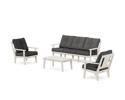 POLYWOOD® Prairie 4-Piece Deep Seating Set with Sofa in Sand / Spectrum Carbon