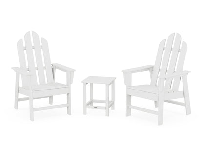 POLYWOOD® Long Island 3-Piece Upright Adirondack Chair Set in White