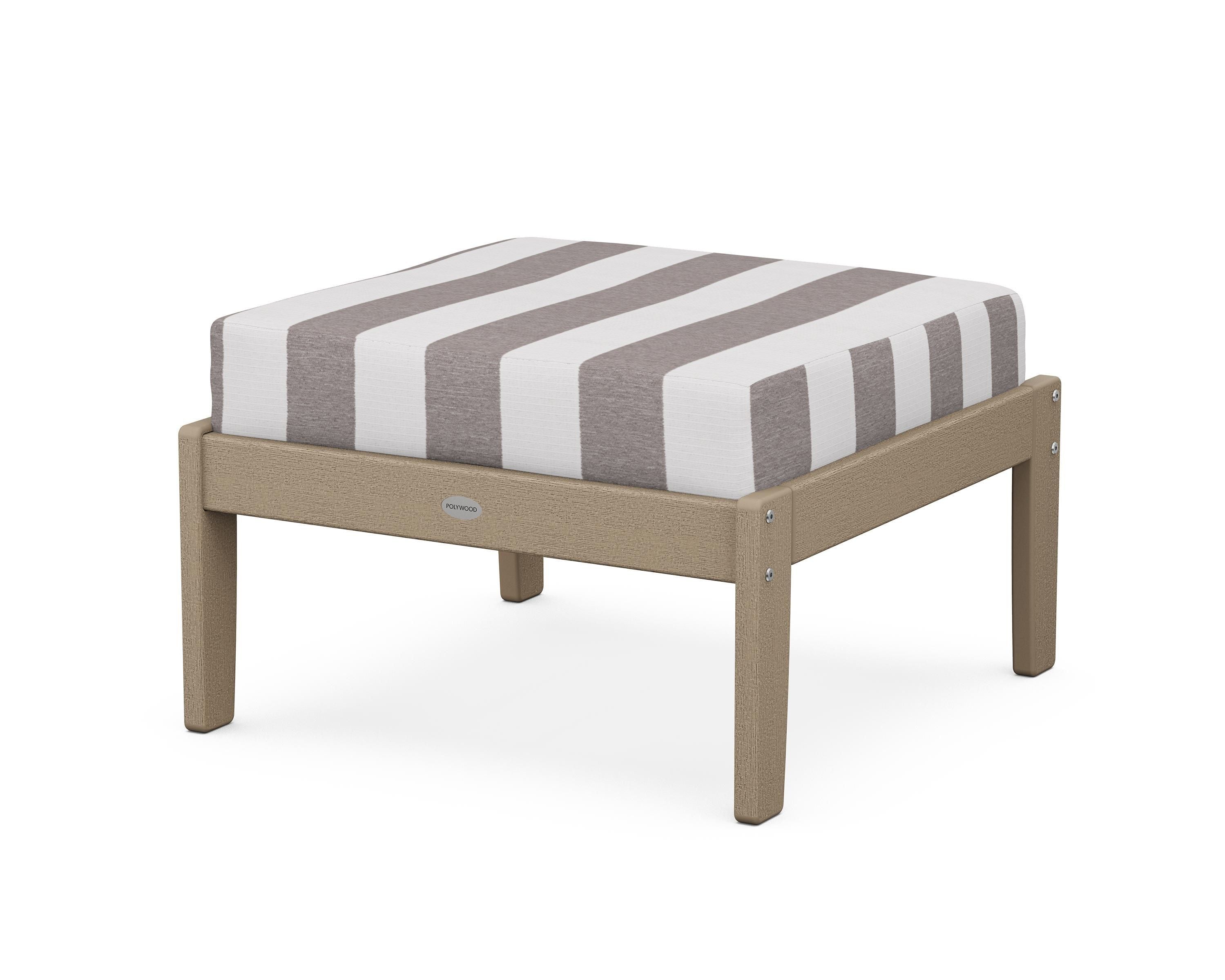 POLYWOOD® Braxton Deep Seating Ottoman in Vintage Sahara / Cabana Stripe Grey Mist
