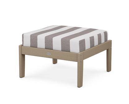 POLYWOOD® Braxton Deep Seating Ottoman in Vintage Sahara / Cabana Stripe Grey Mist