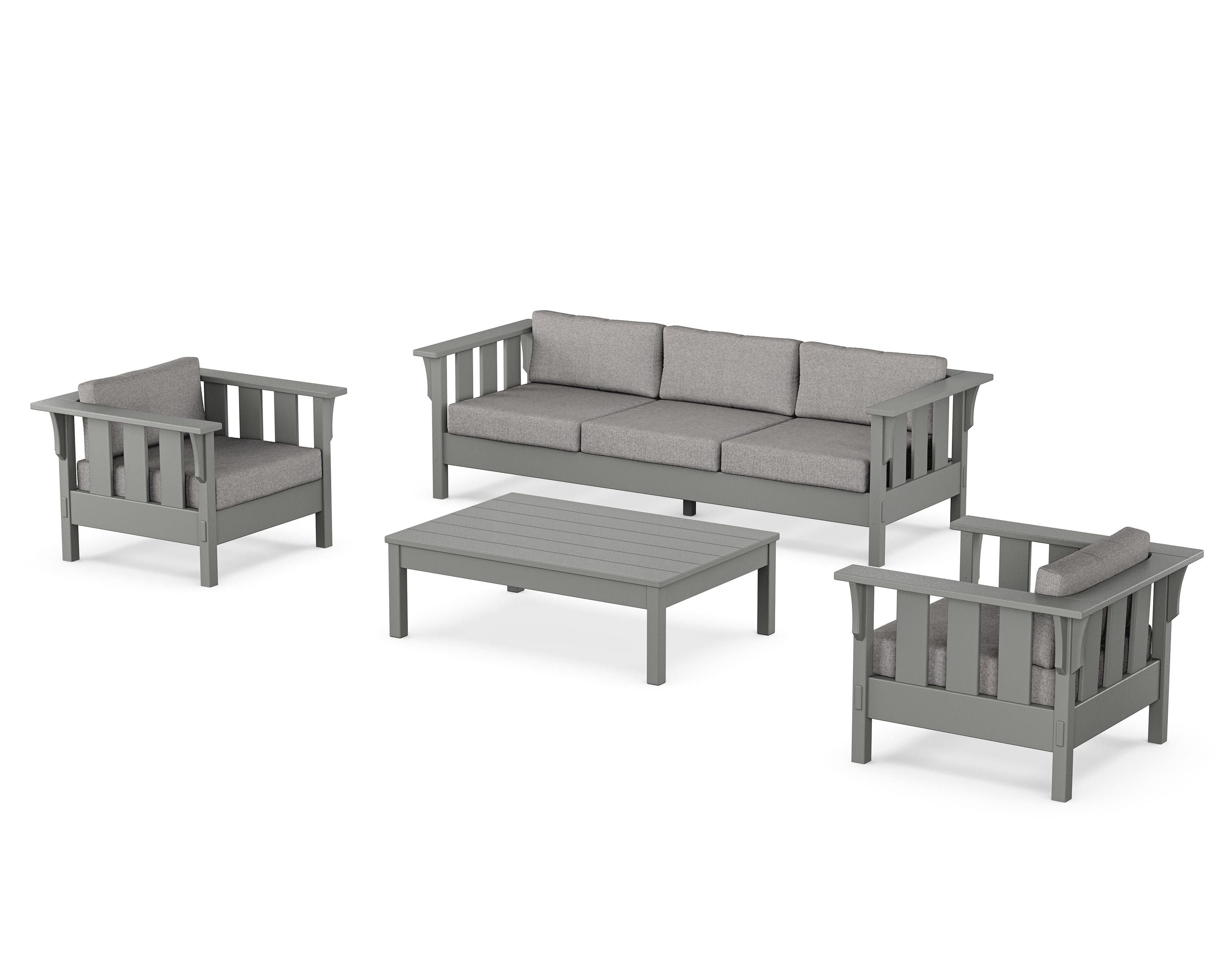Martha Stewart by POLYWOOD® Acadia 4-Piece Deep Seating Set with Sofa in Slate Grey / Grey Mist