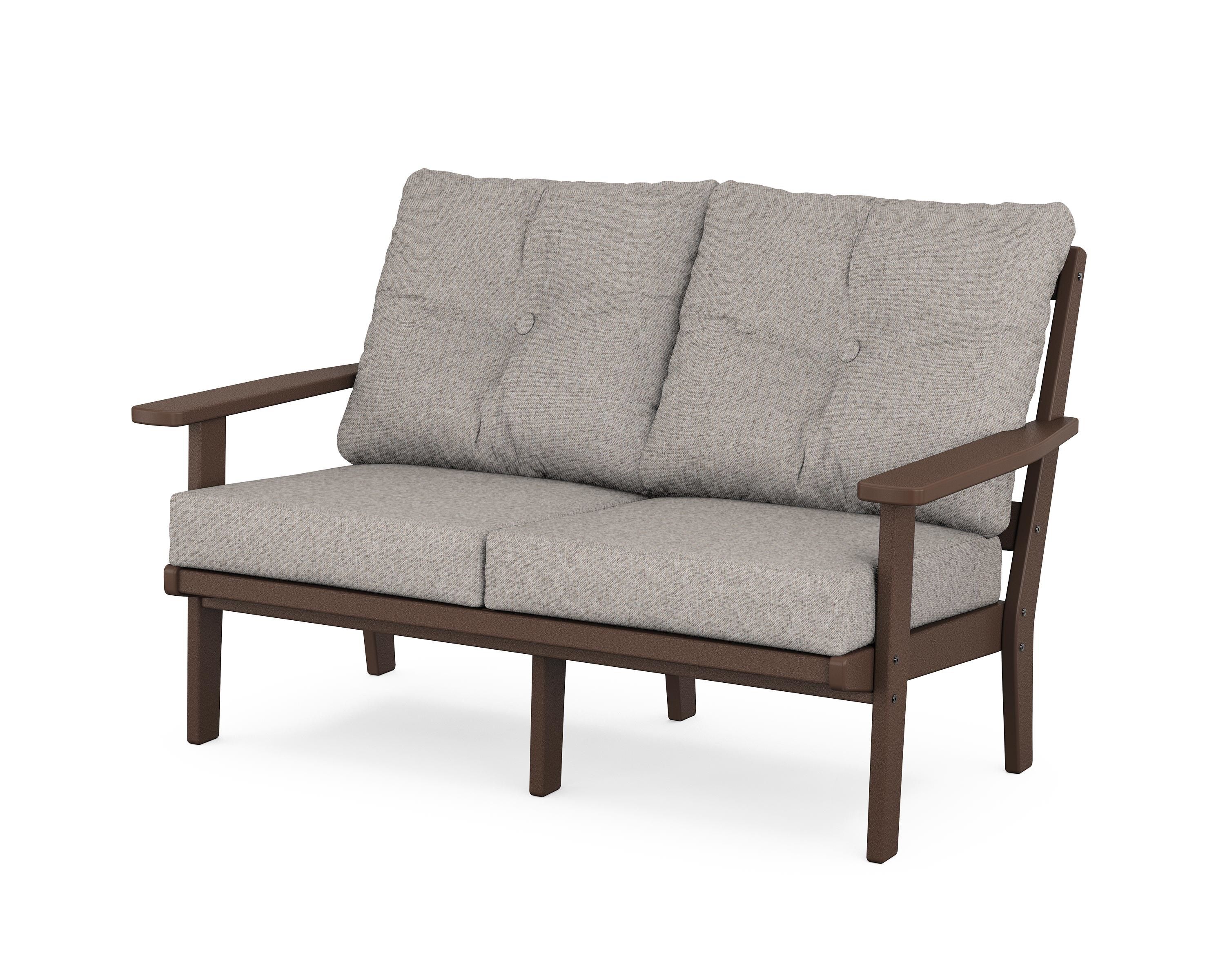 POLYWOOD® Oxford Deep Seating Loveseat in Mahogany / Weathered Tweed