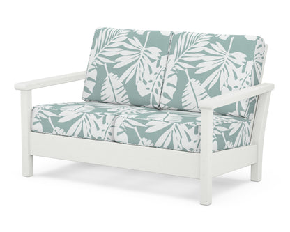 POLYWOOD® Harbour Deep Seating Loveseat in Vintage White / Leaf Glacier Spa