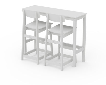 POLYWOOD® Modern Studio Urban Bar Chair 3-Piece Balcony Set in White