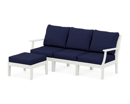 POLYWOOD® Braxton Modular 4-Piece Deep Seating Set with Ottoman in Vintage White / Navy