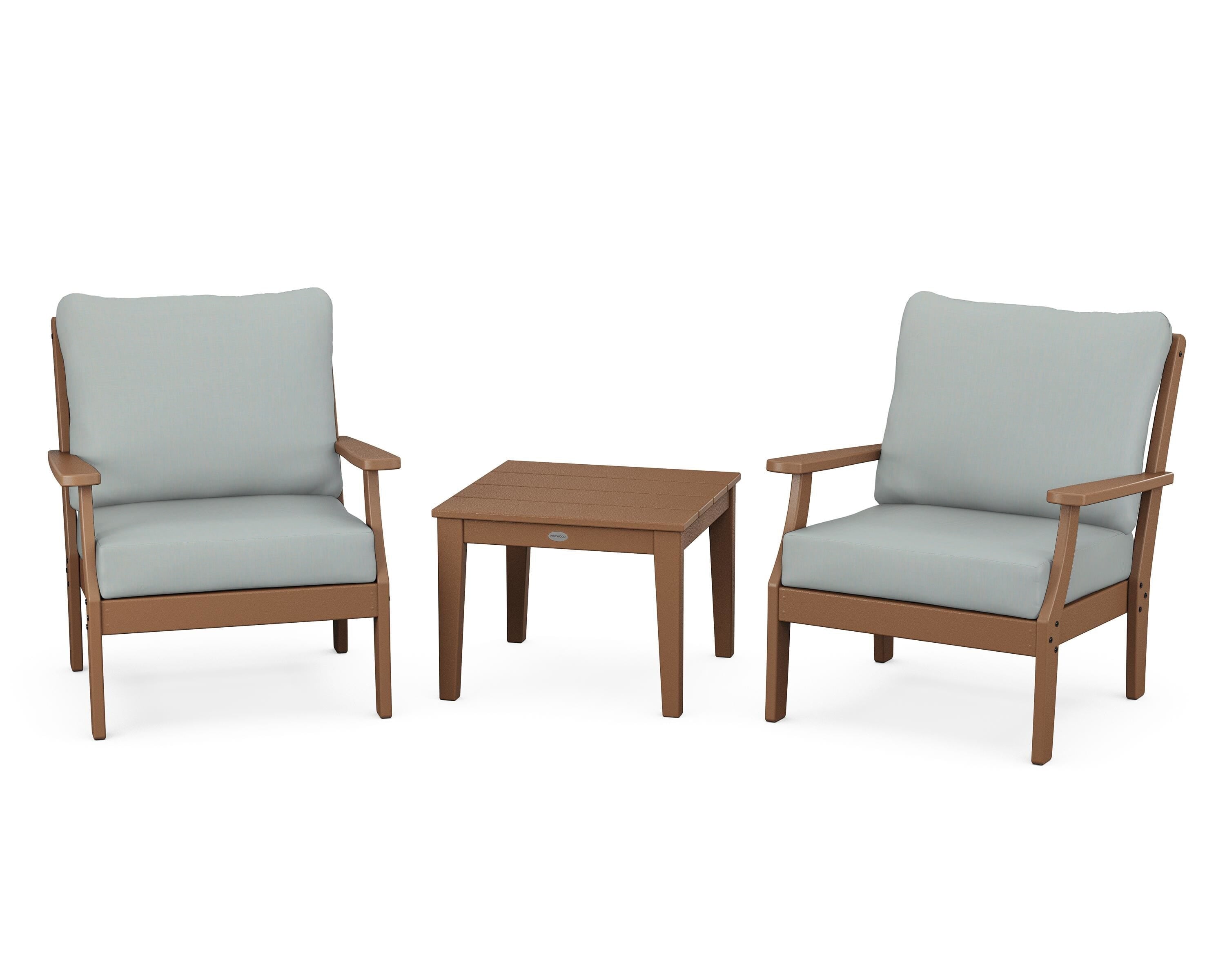 POLYWOOD® Braxton 3-Piece Deep Seating Set in Teak / Spa
