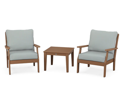 POLYWOOD® Braxton 3-Piece Deep Seating Set in Teak / Spa