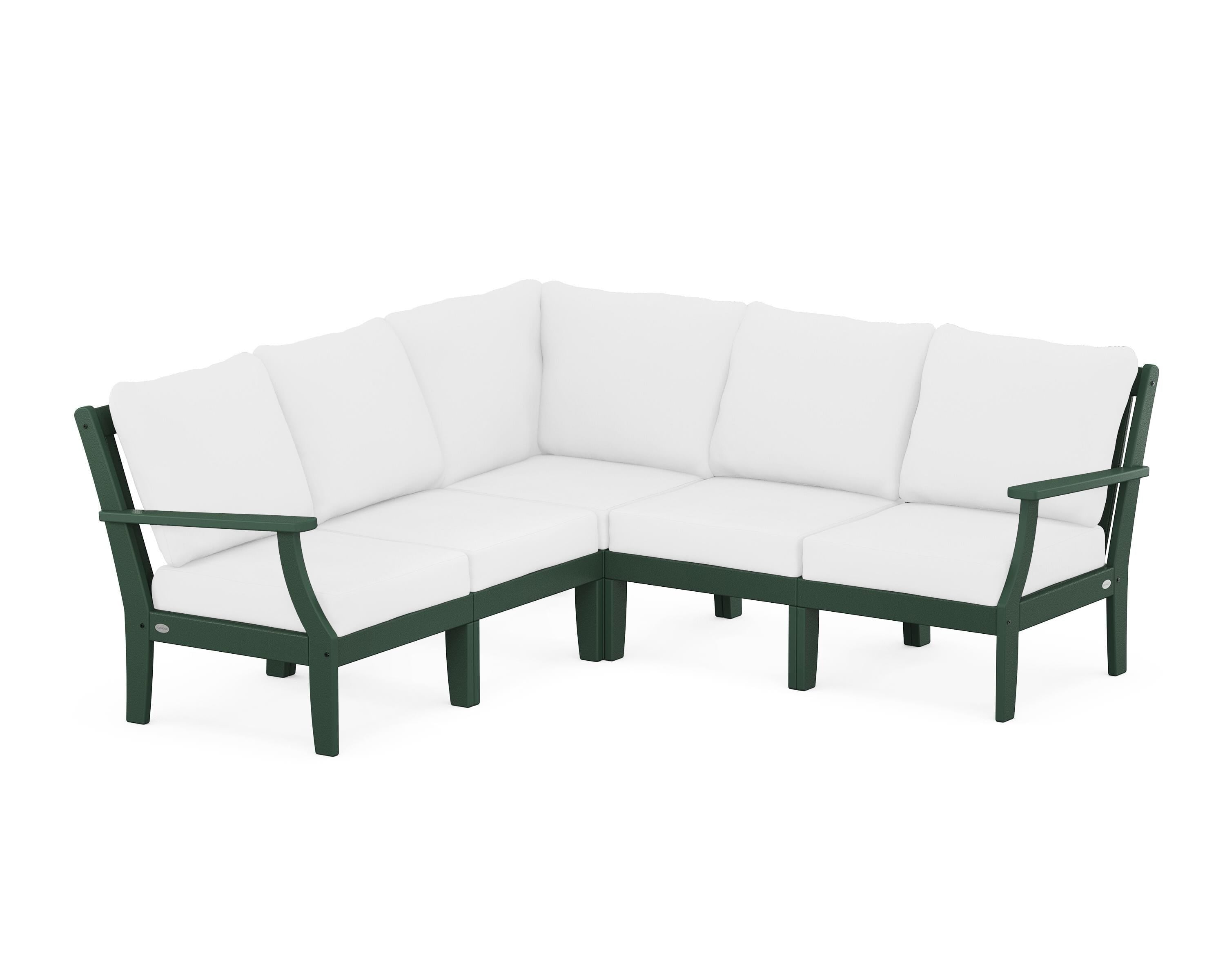 POLYWOOD® Braxton Modular 5-Piece Deep Seating Set in Green / Natural