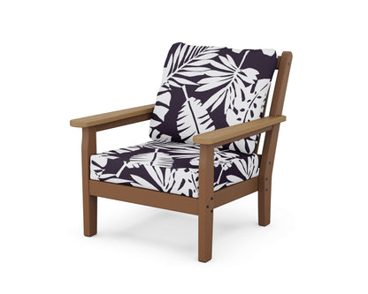 POLYWOOD® Chippendale Deep Seating Chair in Teak / Natural / Leaf Navy