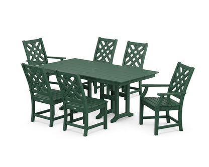 Country Living Wovendale 7-Piece Farmhouse Dining Set in Green