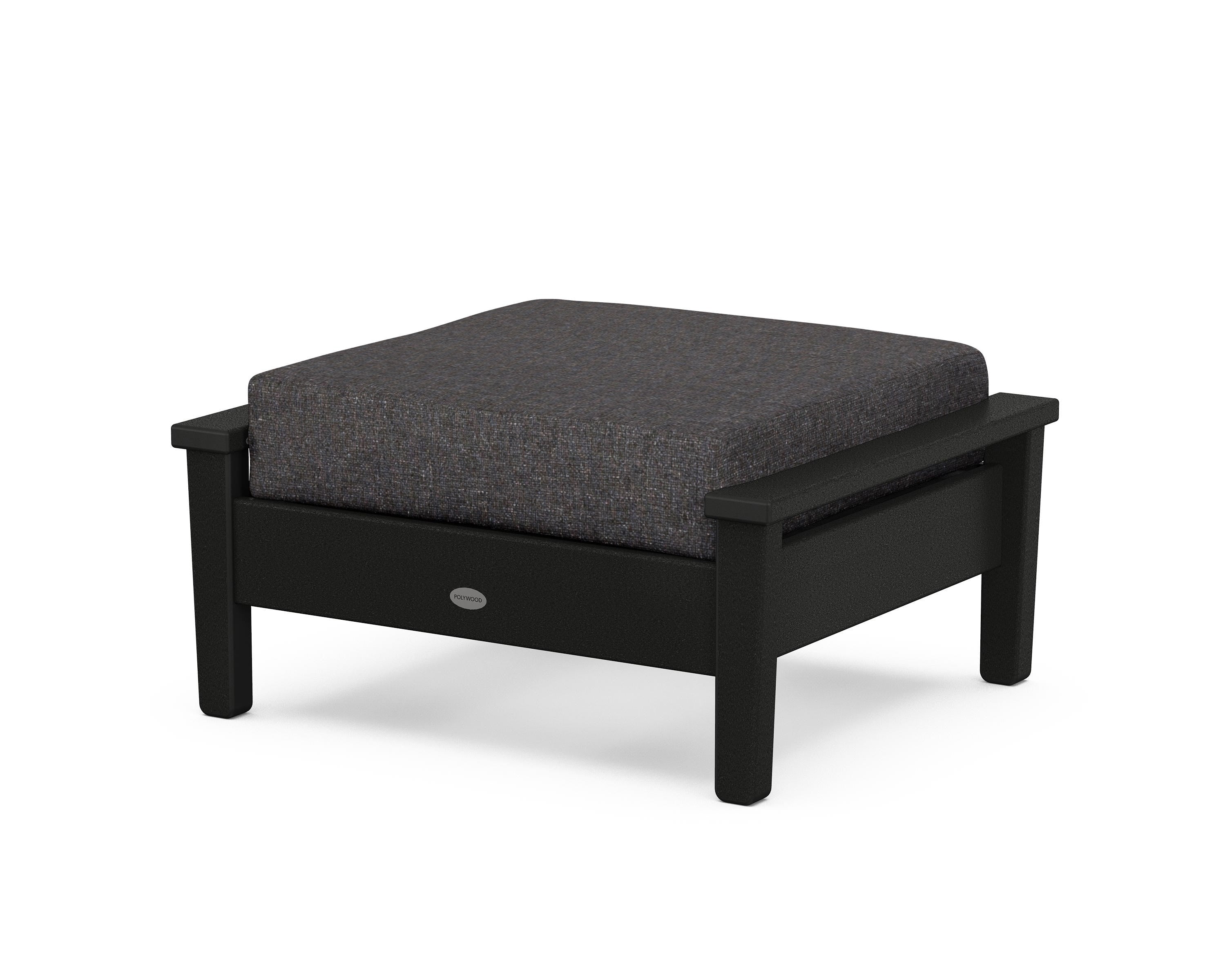 POLYWOOD® Prescott Deep Seating Ottoman in Black / Ash Charcoal