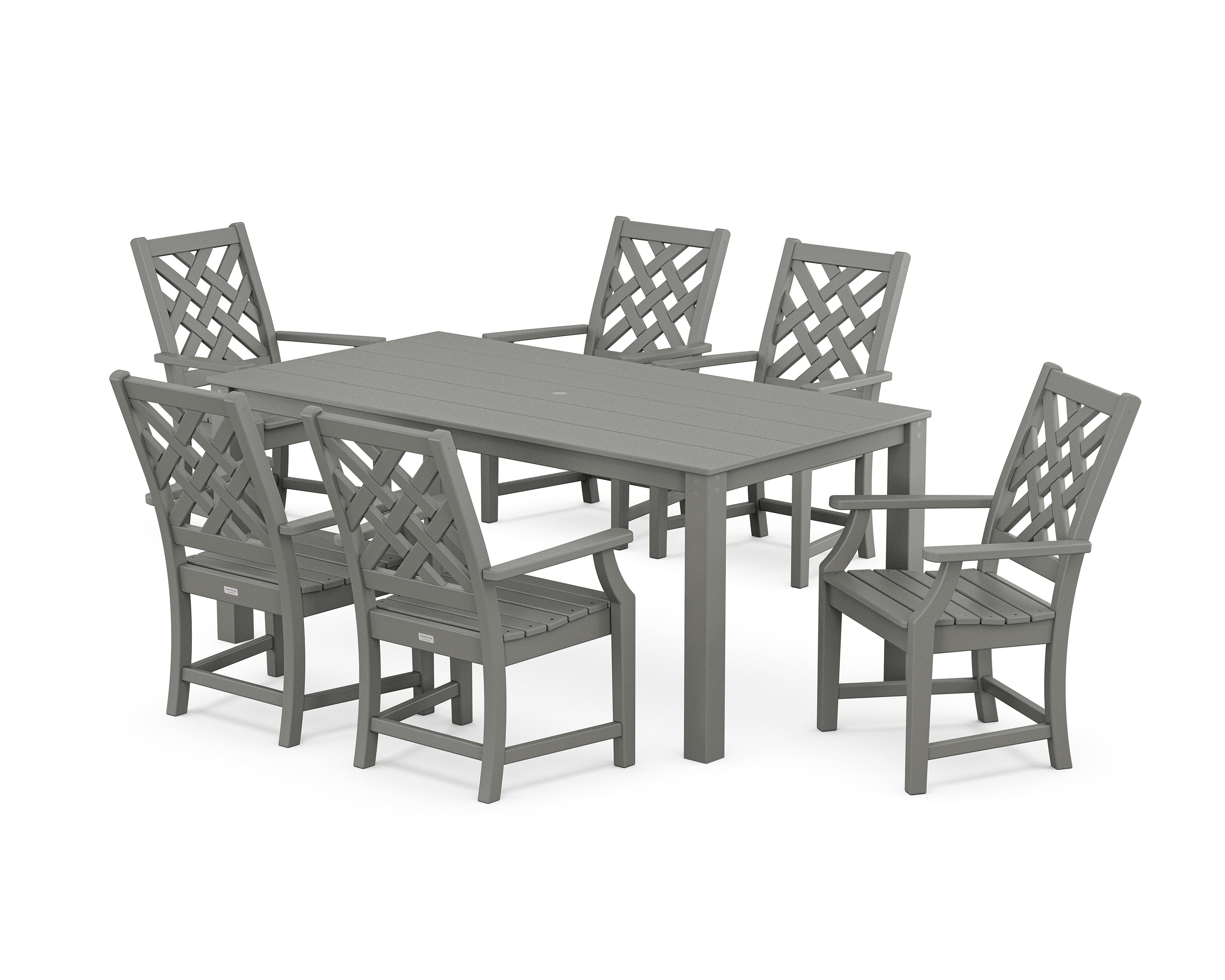 Country Living Wovendale Arm Chair 7-Piece Parsons Dining Set in Slate Grey