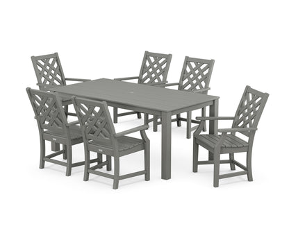 Country Living Wovendale Arm Chair 7-Piece Parsons Dining Set in Slate Grey