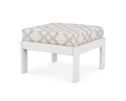 POLYWOOD® Vineyard Modular Ottoman in White / Trellis Dune Burlap