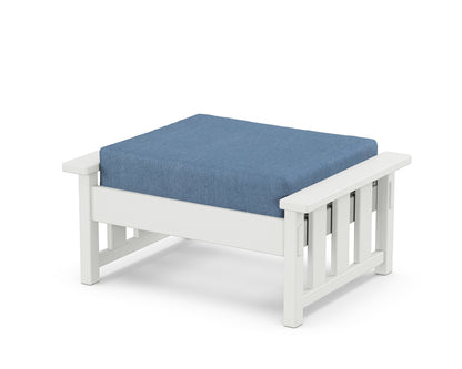 Martha Stewart by POLYWOOD® Acadia Deep Seating Ottoman in White / Sky Blue