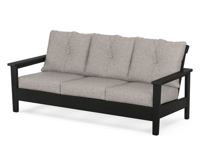 POLYWOOD® Prescott Deep Seating Sofa in Black / Weathered Tweed