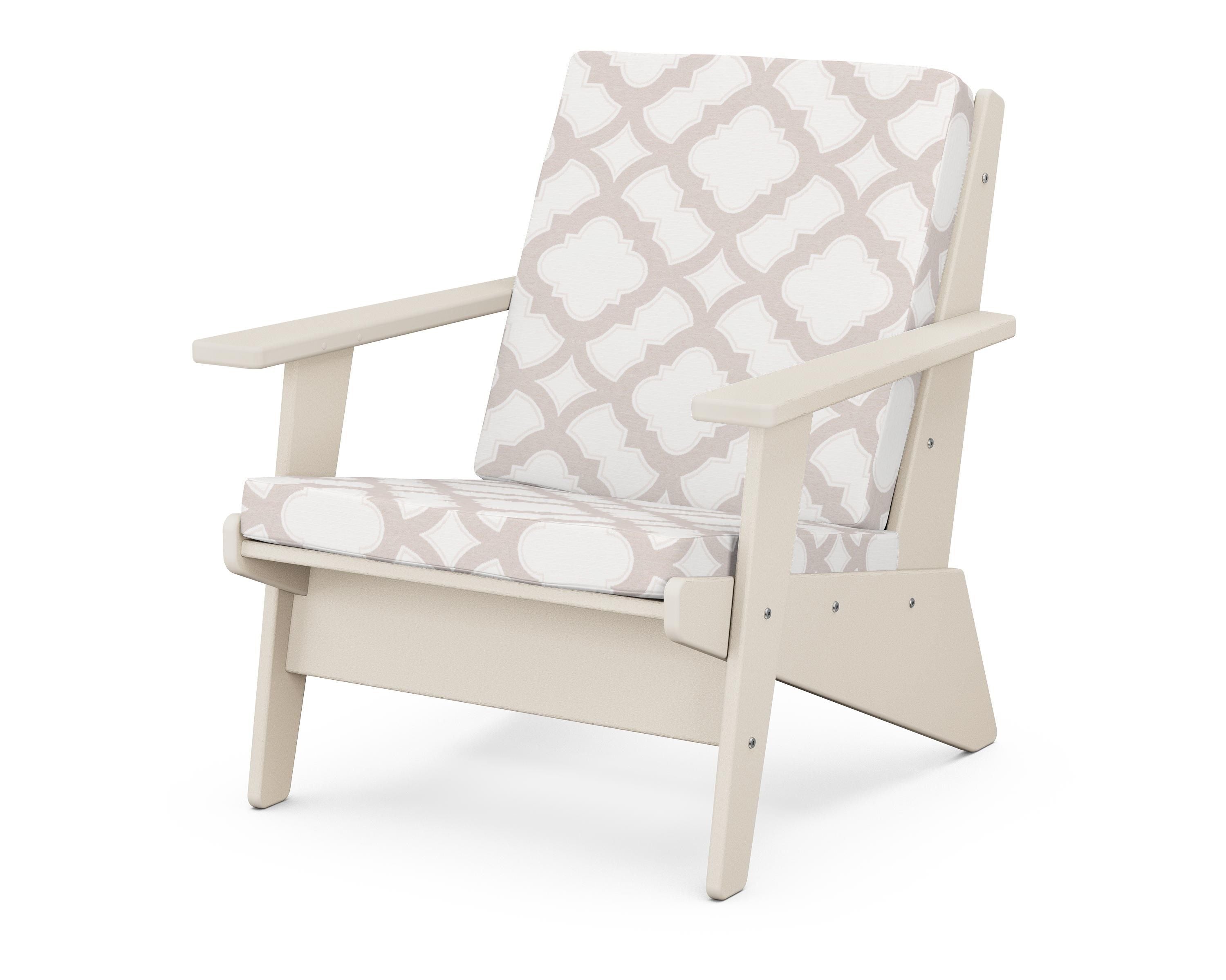 POLYWOOD® Riviera Modern Lounge Chair in Sand / Trellis Dune Burlap
