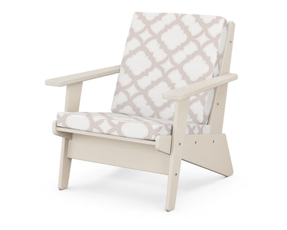 POLYWOOD® Riviera Modern Lounge Chair in Sand / Trellis Dune Burlap