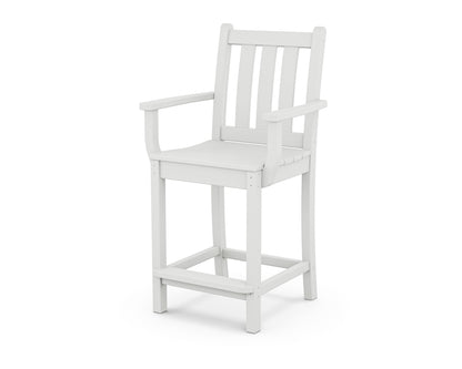POLYWOOD® Traditional Garden Counter Arm Chair in White