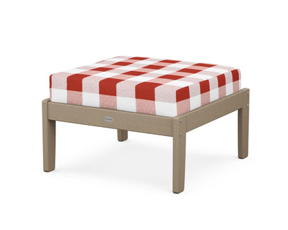 POLYWOOD® Braxton Deep Seating Ottoman in Vintage Sahara / Buffalo Plaid Crimson