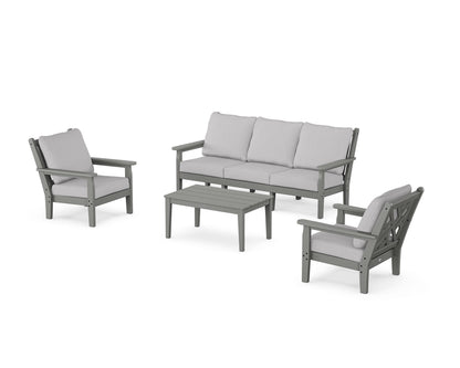 POLYWOOD® Chippendale 4-Piece Deep Seating Set with Sofa in Slate Grey / Granite